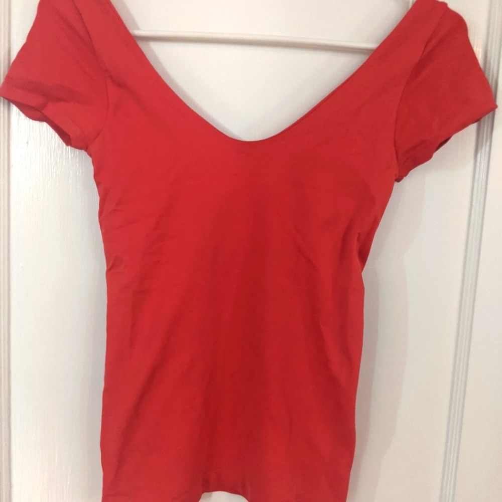 Bebe Red Scoop Top